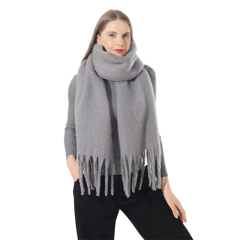 Winter Thick Warm Scarf Women Cashmere Shawl and Wraps Pashmina Neckerchief Bufanda Female Solid Tassel Echarpe Poncho