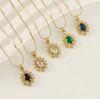 Stainless Steel Sunflower Zircon Bamboo Necklace High-grade Sporty Color-free Pendant All-match