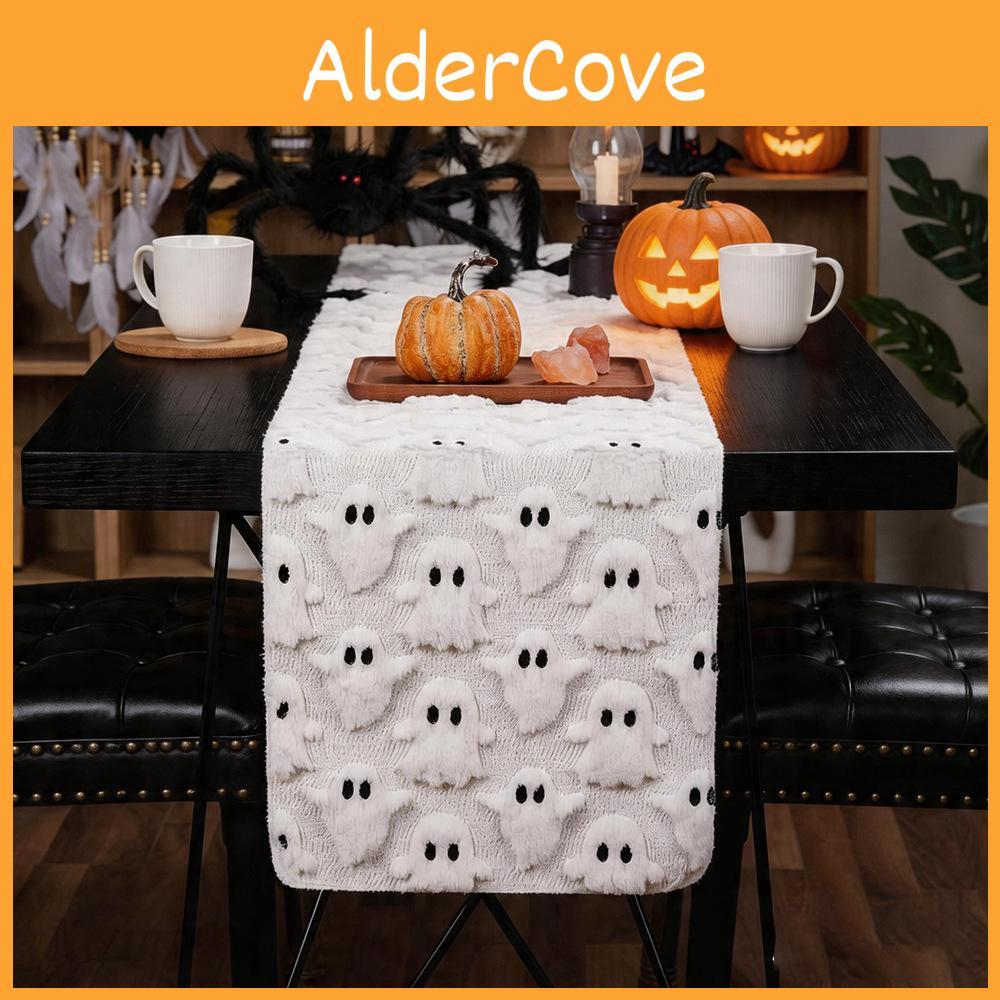 Polyester Halloween Table Runner With Embroidered Ghosts And Pumpkins For Party Decor
