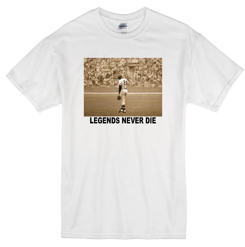 ROBERTO CLEMENTE "LEGENDS NEVER DIE" PITTSBURGH PIRATES JERSEY 21 WHITE T-shirt