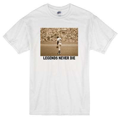 ROBERTO CLEMENTE "LEGENDS NEVER DIE" PITTSBURGH PIRATES JERSEY 21 WHITE T-shirt