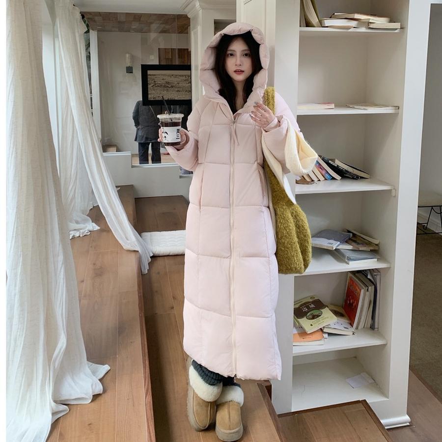 Cloud Fluffy Puffer Down Cotton Jacket Women's Long Sleeve Thick Hoodie Over Knee Coat Bread Clothes Warm Outerwear