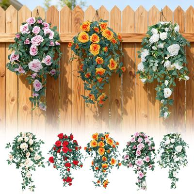 0,9μ Τεχνητό Κλήμα με Λουλούδια, Ψεύτικο Κλήμα με Λουλούδια, Πλαστικό Λουλούδι, Κάλυμμα Σωλήνα, Διακόσμηση Μπαλκονιού