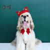 Wool Pet Beret Hat Christmas Red Cat Hat with Bow Antler Accessories Warm Winter Holiday Costume for Daily Dressing Up Photography Outdoor Travel