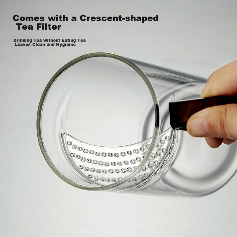 Niye Glass Tea Cup, Personal Use, Crescent Green Tea Cup for Office, with Handle, High Borosilicate Heat-Resistant, for Me