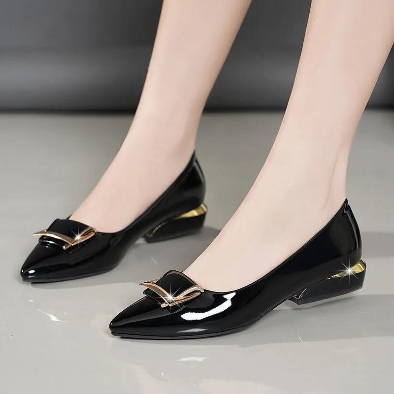 women fashion plus size high quality light weight slip on square heel shoes for office career work lady casual party shoes z310