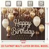 2D Modern Brown Gold Happy Birthday Backdrop for Stylish & Adult Celebrations