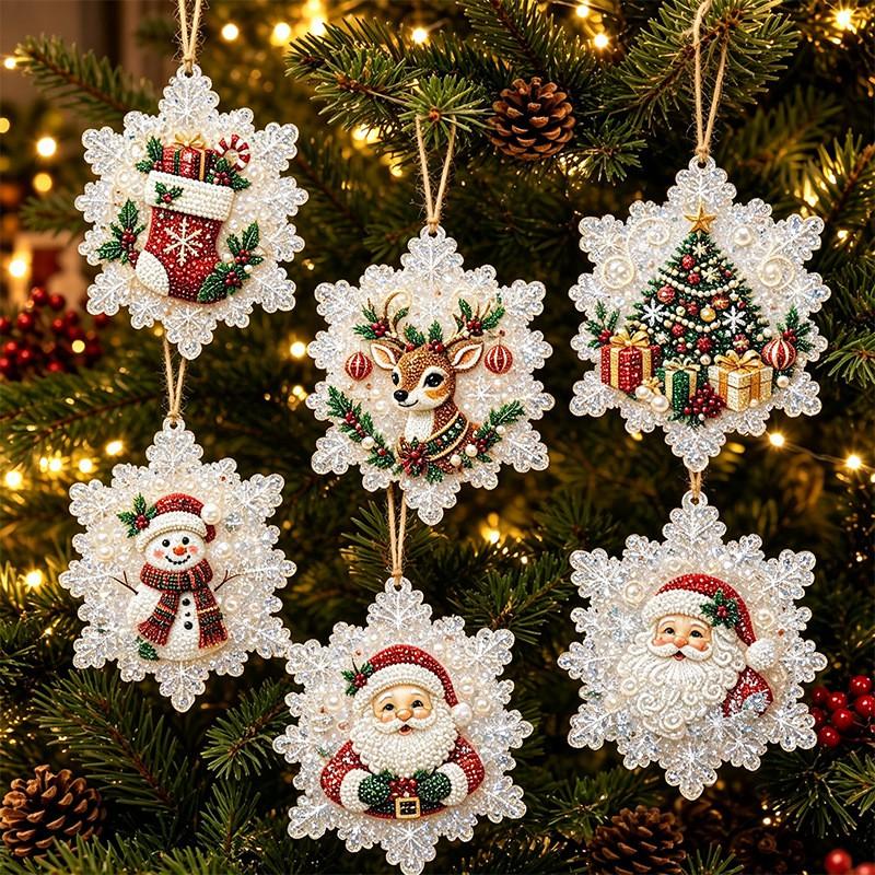 DIY Christmas Pearl Painting Kit Rope Tag Ornament Xmas Tree Decor
