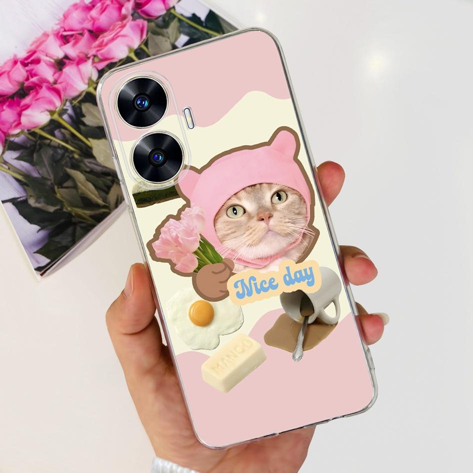 For Realme C55 Case RMX3710 Transparent Cover Fashion Patterns Soft Silicone Phone Cases For Realme C55 4G C 55 RealmeC55 Fundas