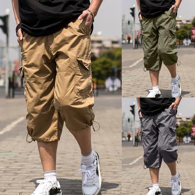 Fashion Men's Casual Mid Waist Solid Color Pockets Outdoor Shorts Pants