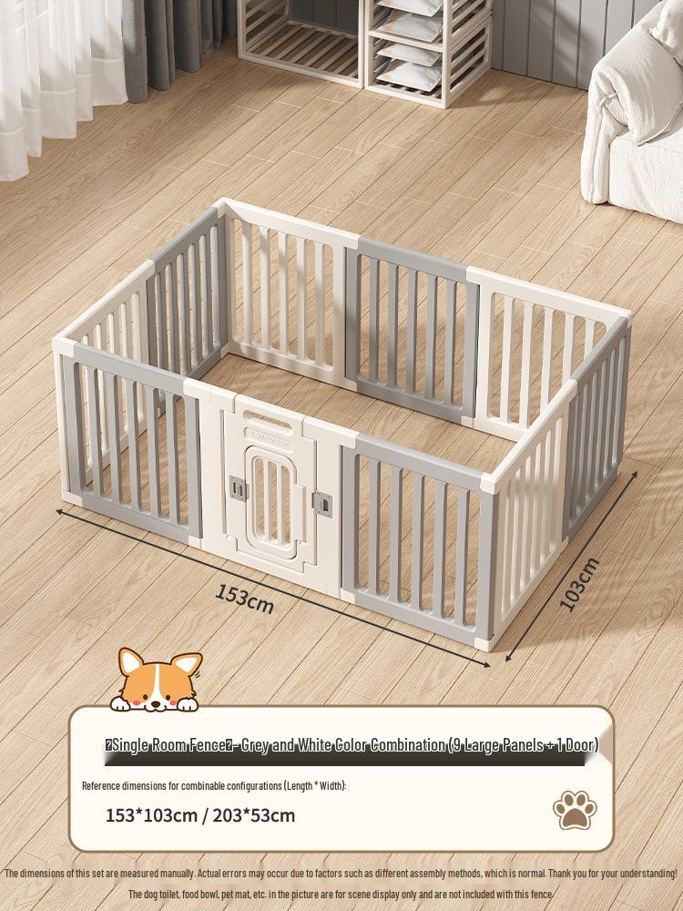 Gray & White Color Block Puppy Playpen for Small to Medium Dogs - Indoor Pet Crate & Isolation Fence