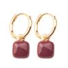New Simple Design Wine Red Love Heart Dangle Earrings for Women Gold Circle Vintage Peach Drop Earring Can Be Separated