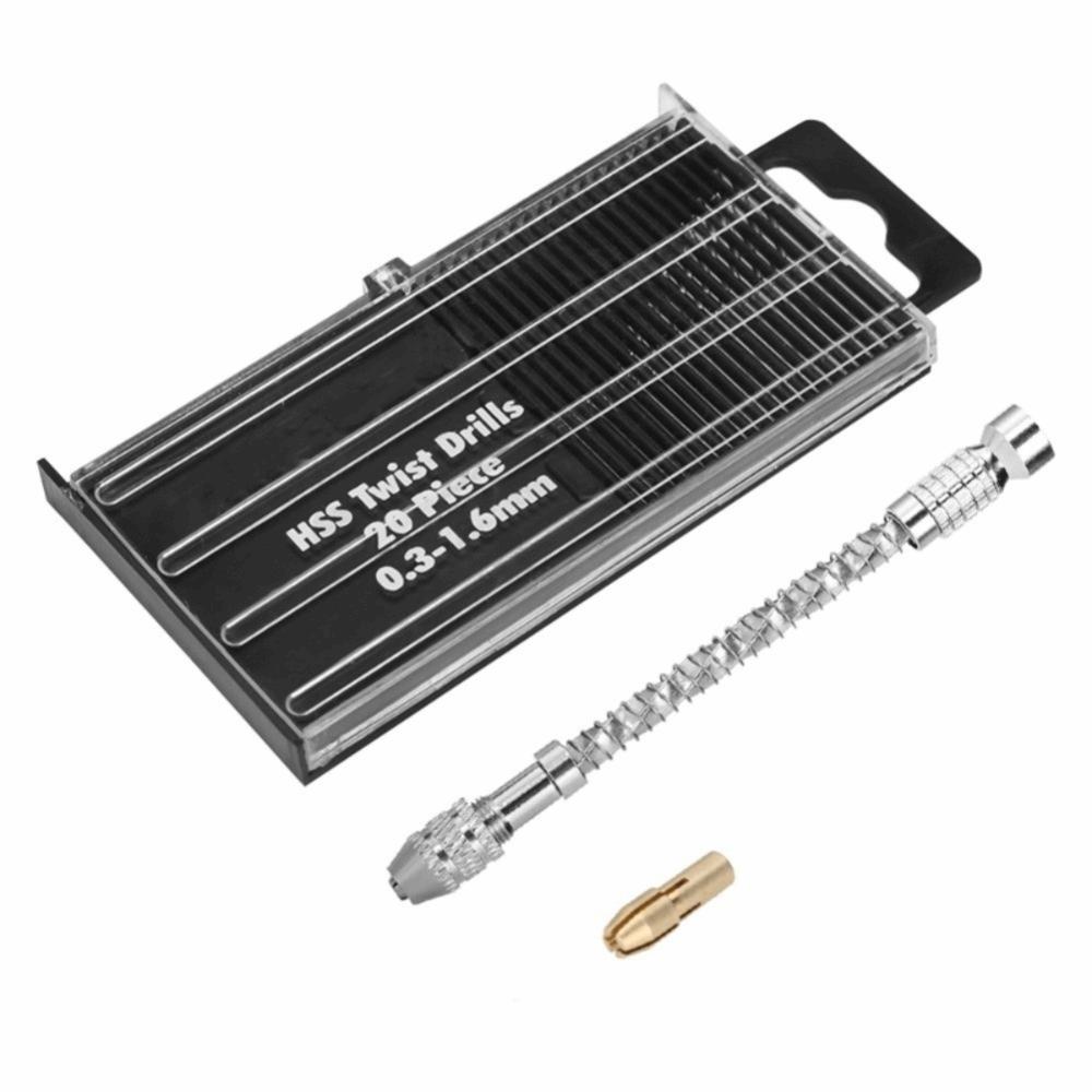 

20PCS 0.3-1.6mm Size Range Micro Drill Bit Set with Plastic Case Twist Drill Mini Drill Bits HSS Pin Vise Hand Drill