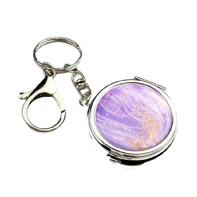 Convenient Makeup Mirror Keychain For Travel Featuring Magnifier And Standard Glass Compact Portable Accessory