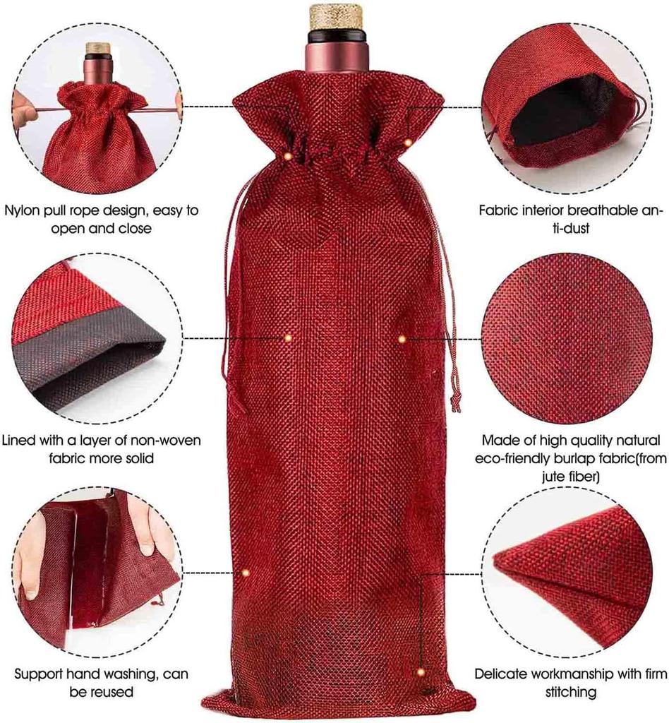 Vinsäckväv rödvinspåse presentpaket ficka presentpåse som används för julklappsvinpåsar