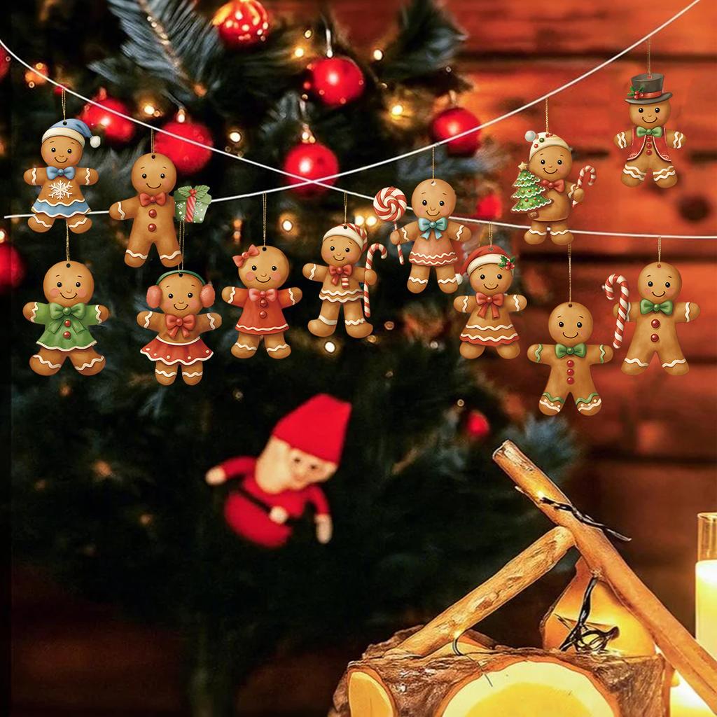 Christmas Wooden Gingerbread Man Pendant Merry Christmas Decor for Home 2026 Xmas Tree Hanging Ornament Navidad Natal New Year