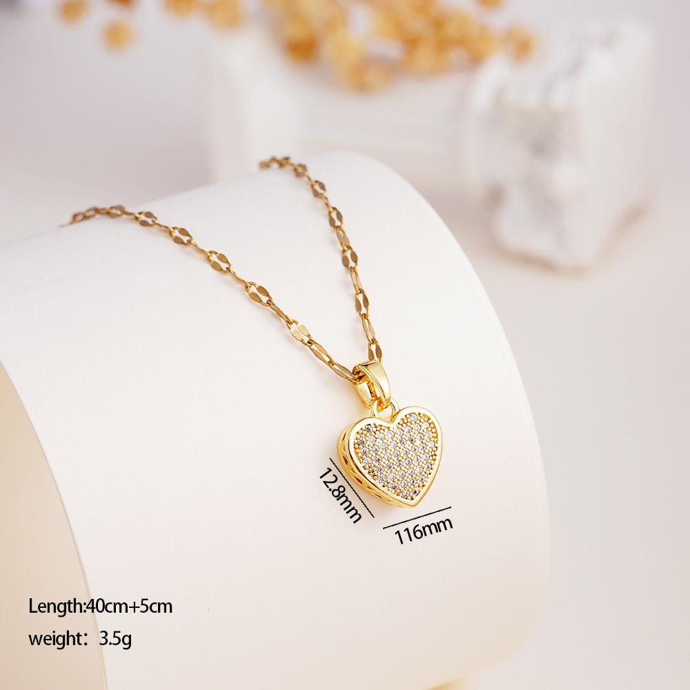 Luxury Fashion Bling Zircon Star Heart Pendant Necklace for Women Men Cool Stainless Steel Chain Jewelry Accessories Gifts