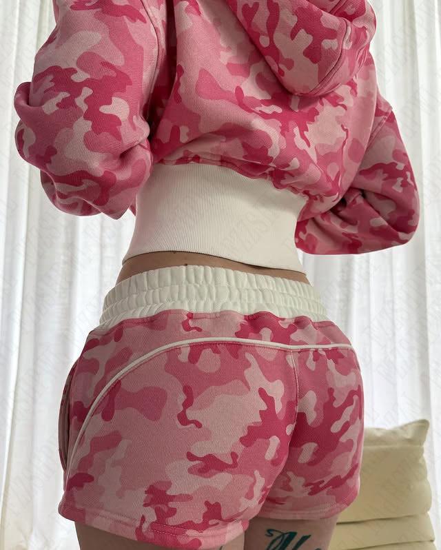 Y2K American Retro Camouflage Bandeau & Shorts Set