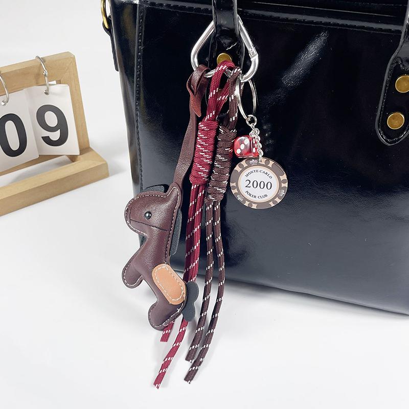 Pingente de Bolsa Feminina Desenho Animado Cavalo de Balanço Bolsa Feminina de Couro PU Penduricalho Fofo Acessórios de Bolsa Presentes