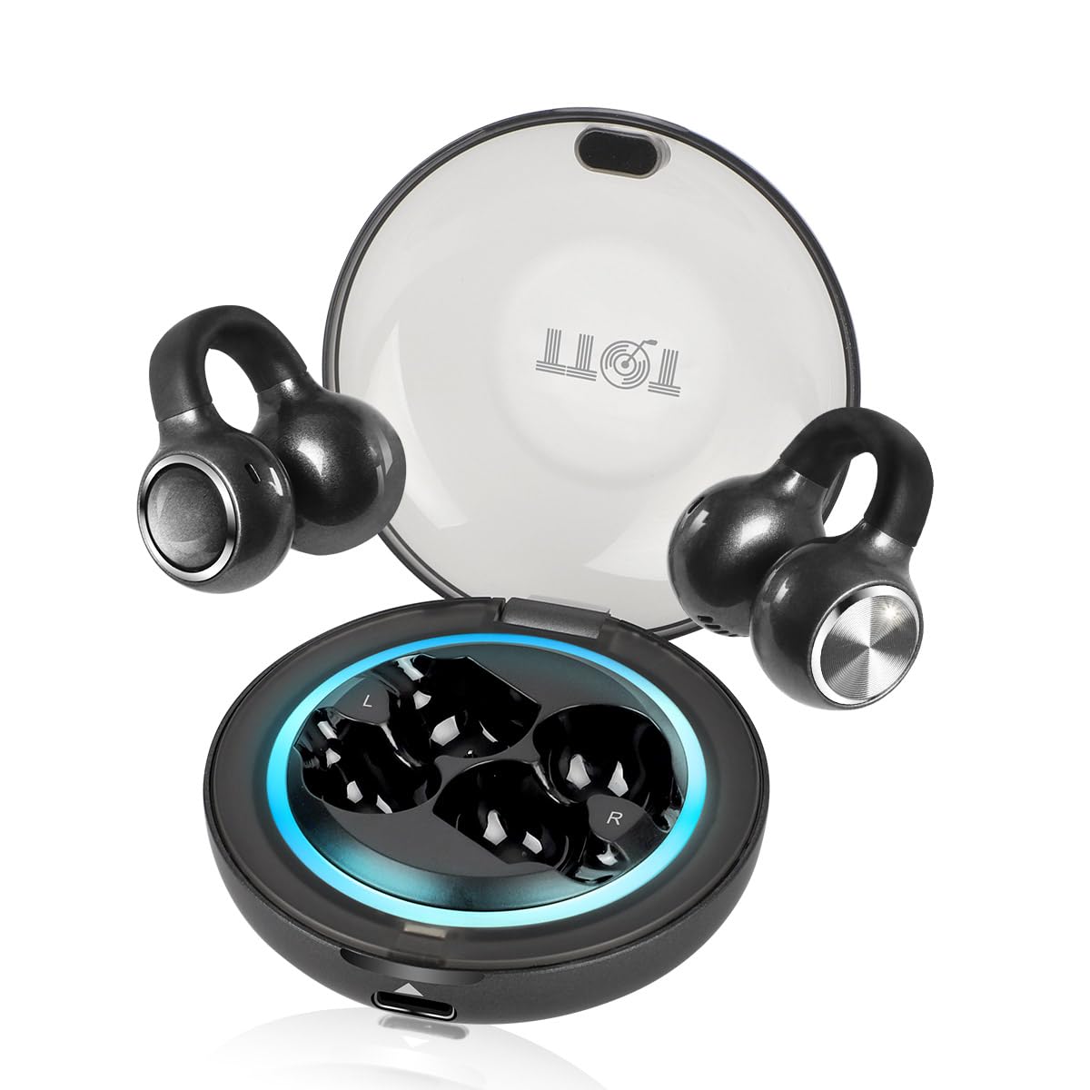 

TTQT Ear Cuff Earphones Industry Wireless Bluetooth Earbuds with LED Light Gorgeous and Stylish Pearl ENC Call Noise Up to 36 Hours of Automatic Fast серый