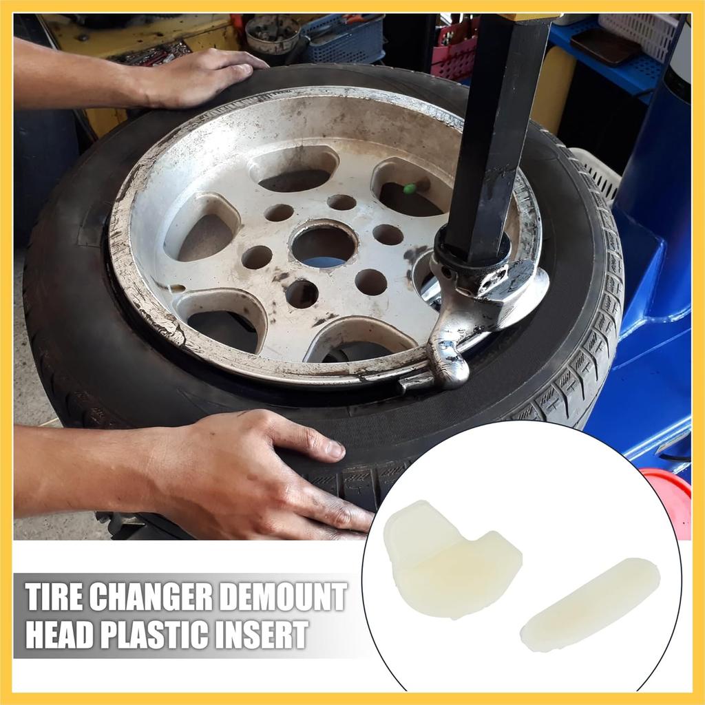 6 Set Tire Changer Insert Tire Demount Head Tire Machine Guard Wheel Side Protector for Mount Demount Duck Head Tyre Repair White 1.69"x0.47"x0.24"