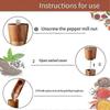 Pepper Mill Wood Salt and Pepper Mill Manual Salt Mill Spice Mill with Adjustable Ceramic Grinder f 25-26s