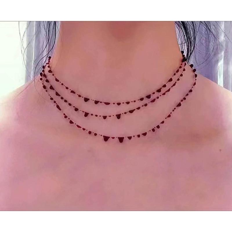 Personality Red Blood Drop Clavicle Chain Crystal Irregular Blood Necklace Dripping Blood Chokers Wedding Jewelry Gift