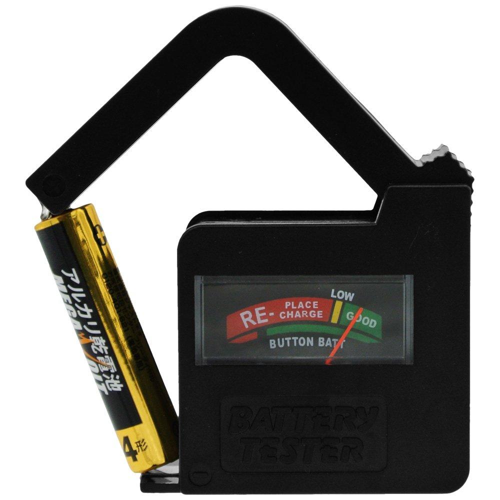 

GoodsLand Battery Checker Battery Level Check Meter for Analog and Button Cell Batteries Tester, Alkaline, Manganese, 9V, 1.5V, AA, AAA, Coin, чорний