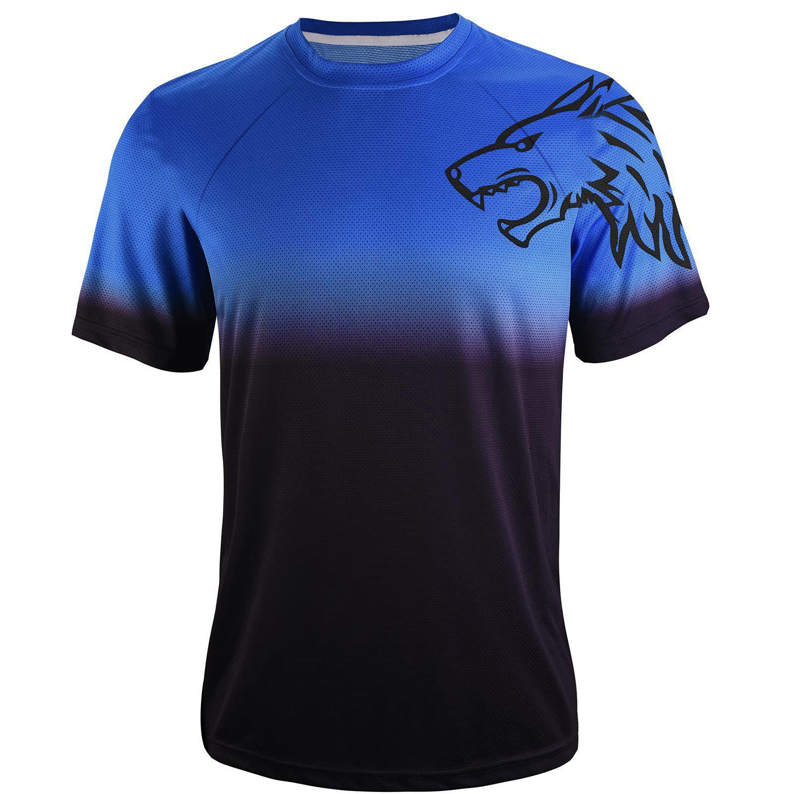 Мужская повседневная свободная дышащая быстросохнущая одежда с короткими рукавами и верхом XXL синий