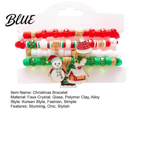 Seasonal Bracelet Christmas Bracelets for Women Handmade Clay Beads Stretch
