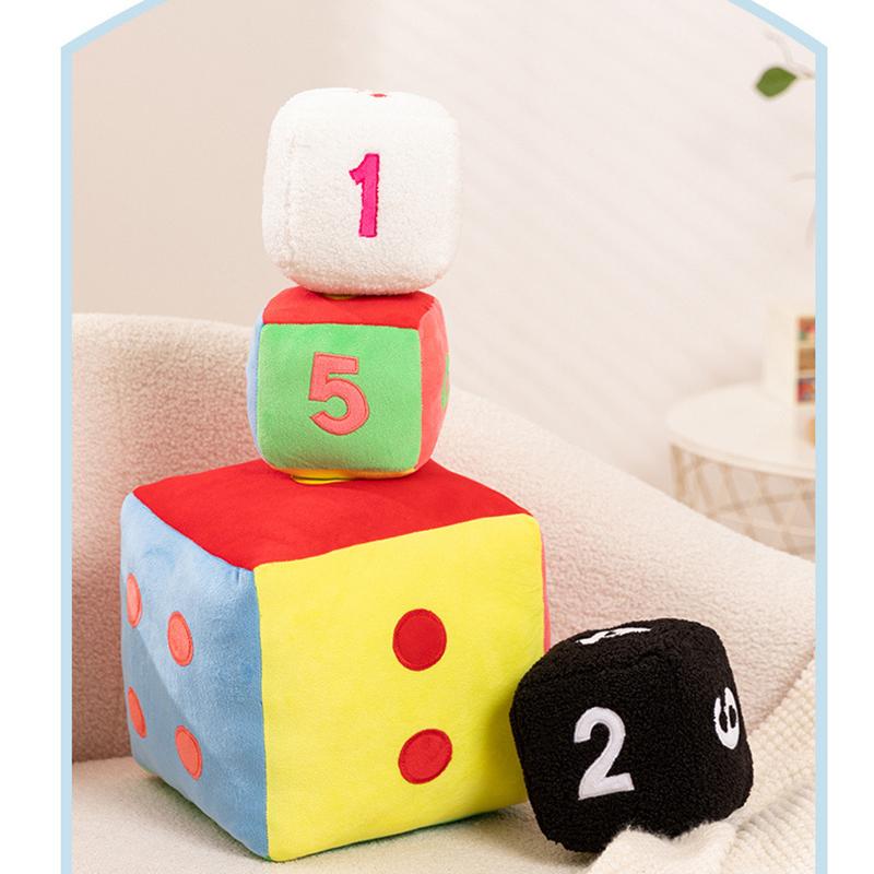 Creative Dice Plush Pillow, Square Number Dot Dice Stuffed Toy, Sofa Decor Cushion Game Prop Universal Multi-Color