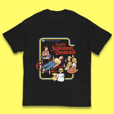 Let's Summon Demons Creepy Incantation Halloween Comic Funny Dark Humor Kids T Shirt