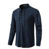 Men's New Men's Cotton and Linen Henley Shirt Long Sleeve Hippie Casual Beach Stand-Up Collar Shirt