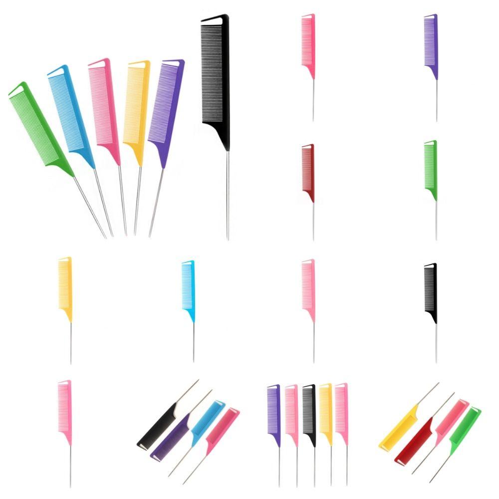 

5pcs/set Candy Colors Rat Tail Combs Professional Anti-static Hair Dye Brush Men/Women