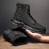 Herbst- und Winter High-Top Schnürstiefel, junge und junge Retro-Sport Herrenstiefel, einfarbige Reißverschluss Outdoor Arbeitsstiefel V139