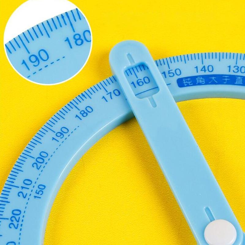 Cute Full Circle Goniasmometer Rotating Protractors Plastic for Boys Girls Students Stationery Office School Supplies