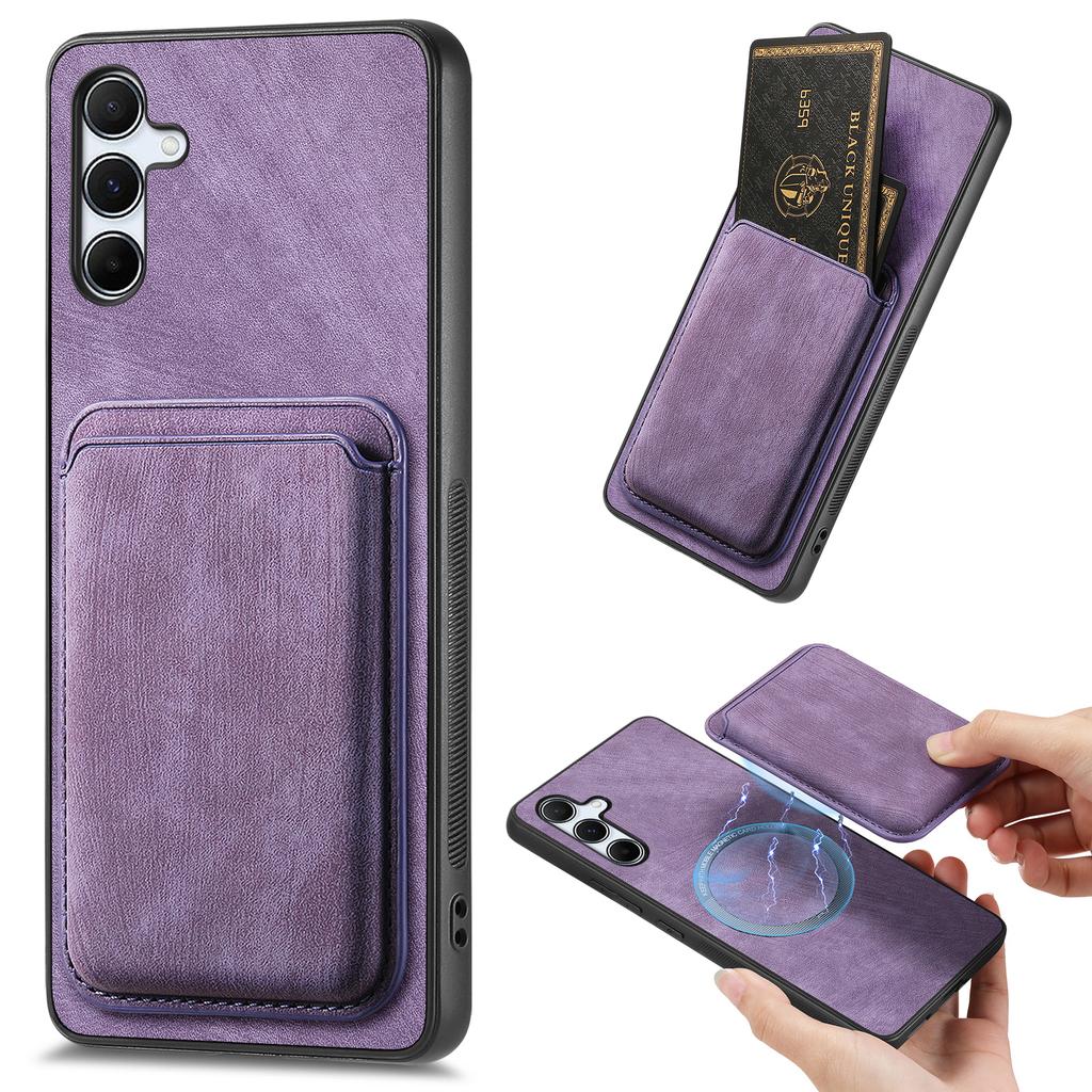 For Samsung Galaxy A55 5G Case Compatible with MagSafe Leather Back Cover with Detachable Card Holder
