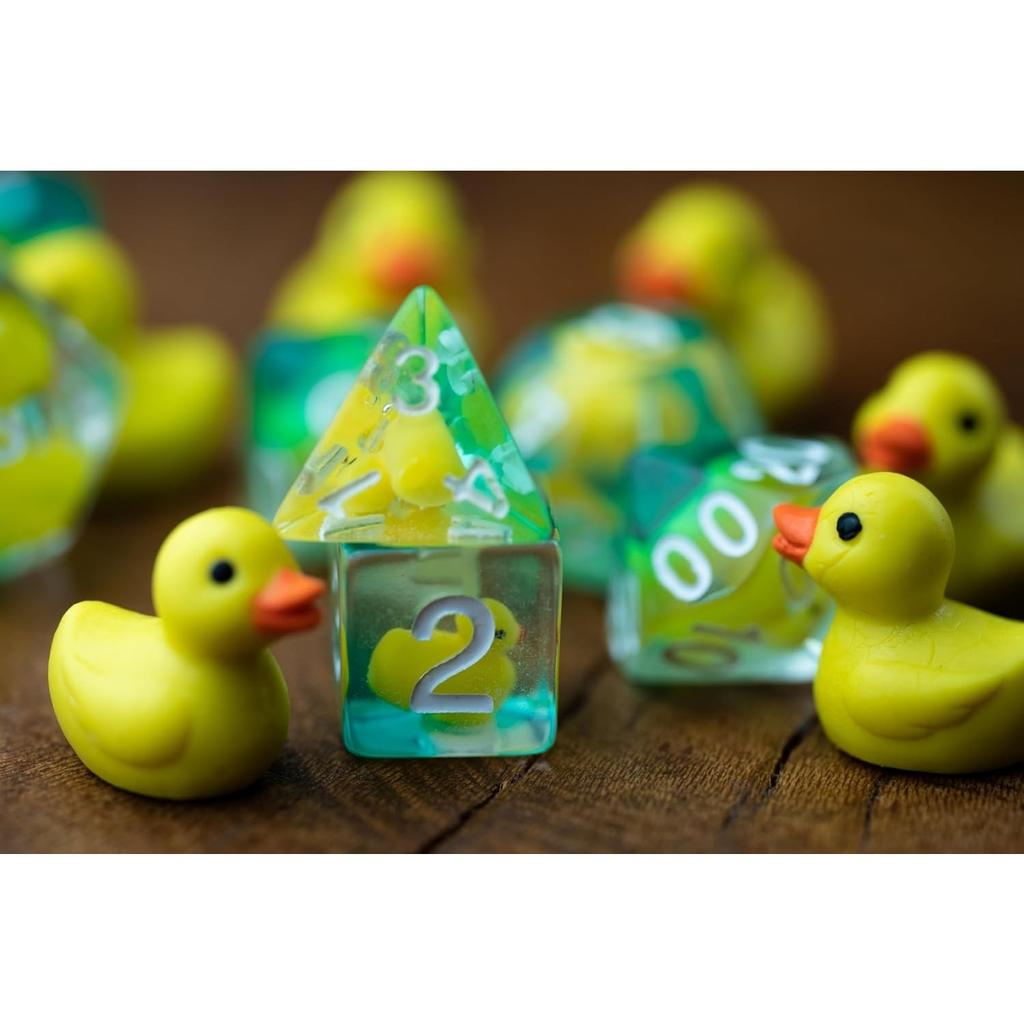 7-Die Dice DND, Rubber Ducky DND Dice, Dice Tray, D and D Dice for Dungeons and Dragons Gift (Dice Set Only)