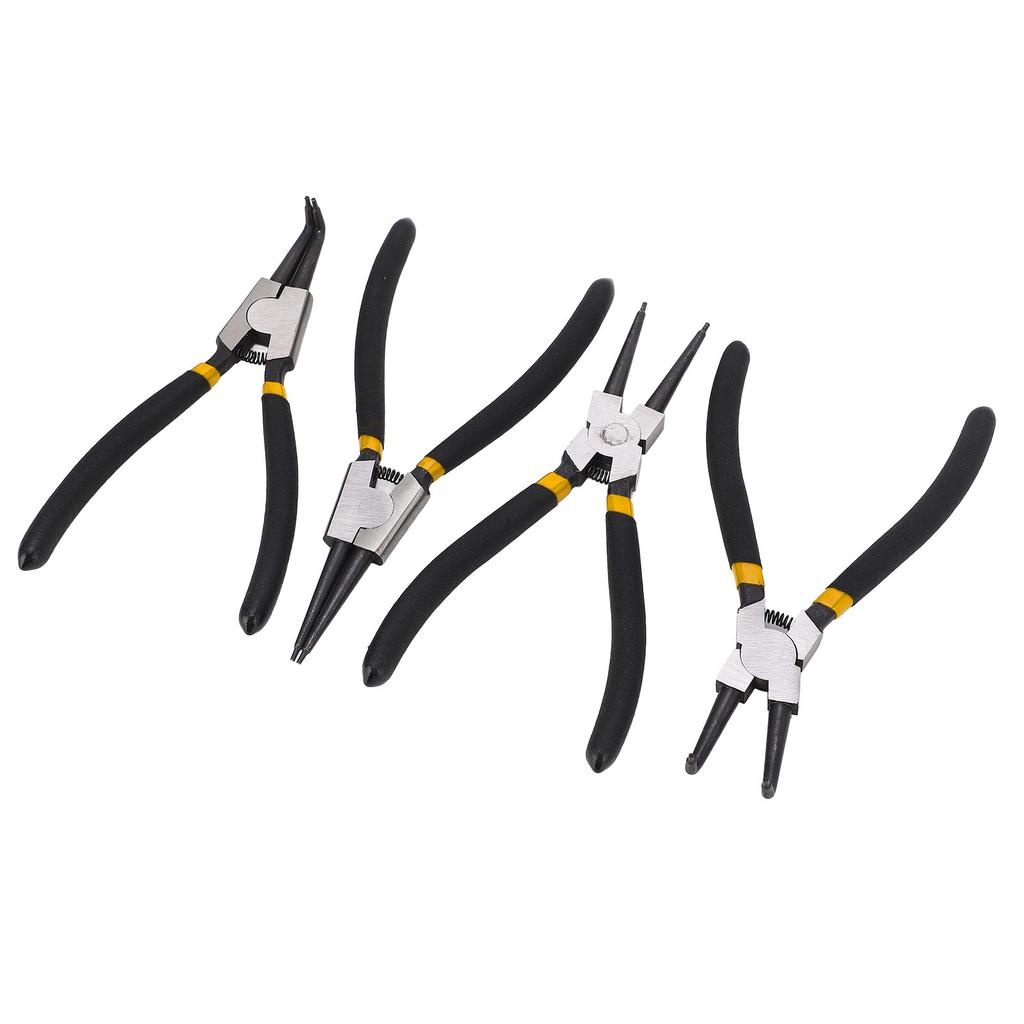 4PCs Circlip Pliers Set Steel Ring Plier Plastic Coated Handle Anti Oxidation Hand Operated Tool(Noir Double Section 7