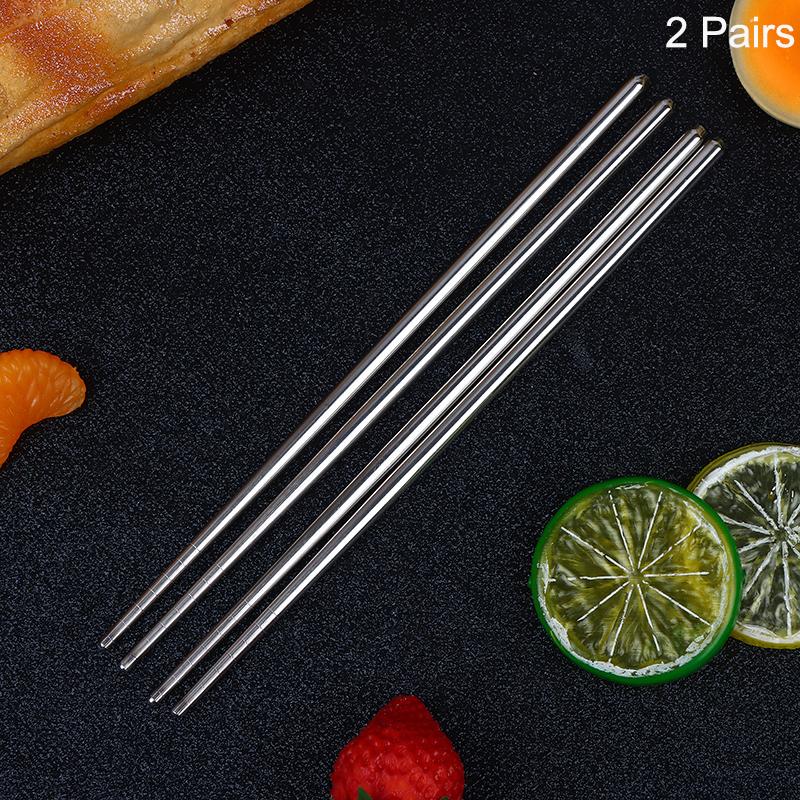 Stainless Steel Chopsticks Reusable Household Round Metal Chop Sticks Japanese Sushi Food Stick Kitchen Tableware Cutlery