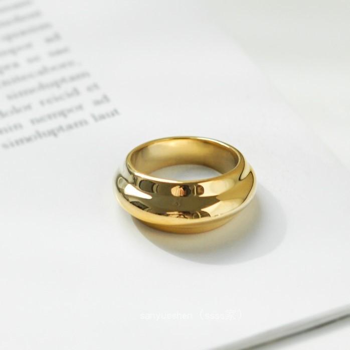 Japan and South Korea Irregular Geometric Exquisite Ring Titanium Steel Electroplating Stacked Wearing High-end Ring