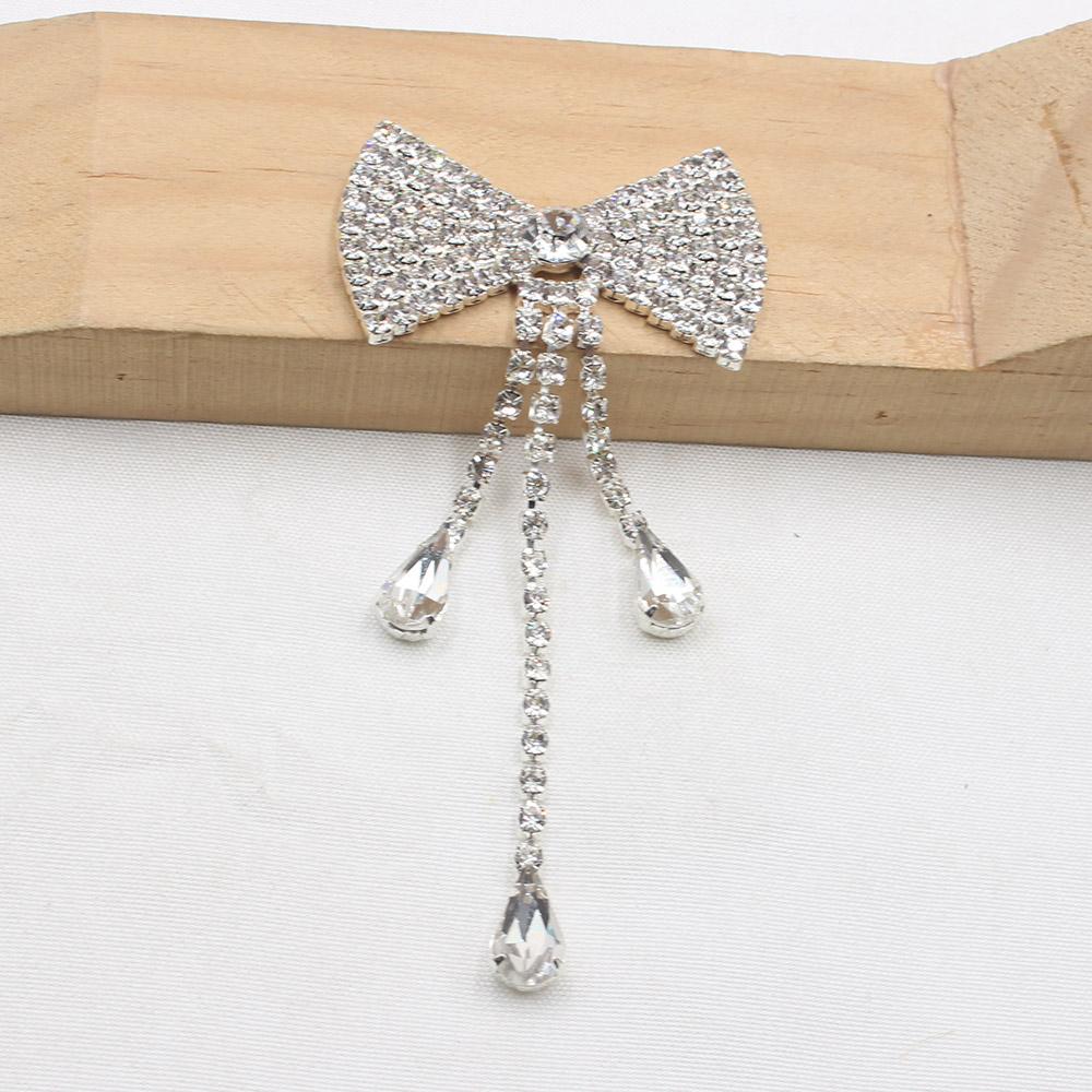 LKERAN New 2 Pieces of 37 * 80MM Welded Flat Bottom Bow, Rhinestone Tassel Clothing Bag Decoration DIY Accessories
