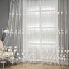 2pcs of Countryside Embroidered Flower Pattern, Uv-Resistant Transparent Curtains, Suitable for Home Decoration In Living Rooms, Bedrooms