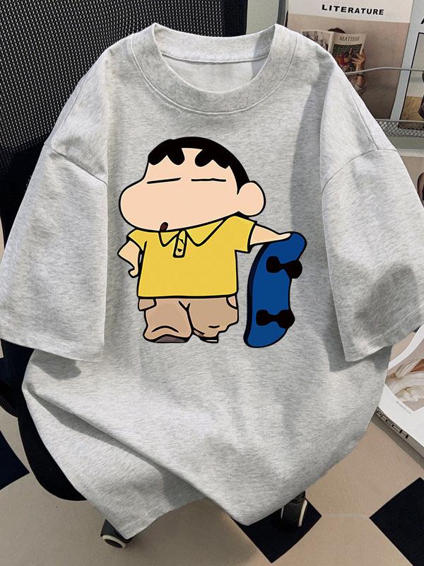 Crayon Shin-chan Unisex Retro Cotton T-shirt - Summer Short Sleeve, Loose Fit