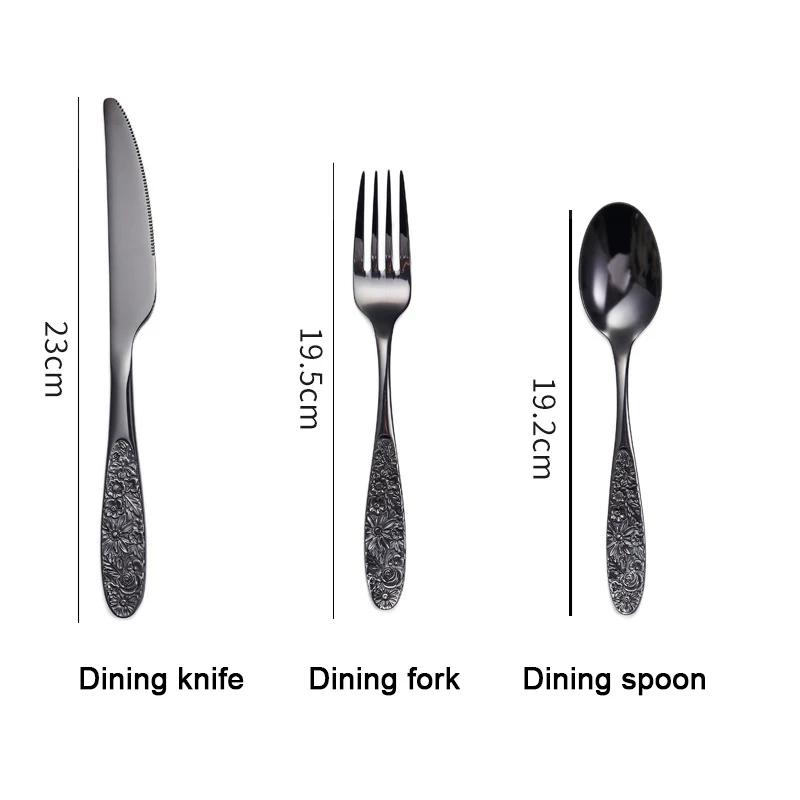 1/3-teiliges Goldbesteckset aus Edelstahl im Vintage-Stil, westliches Geschirr, Luxusgeschirr, Gravur, Gabeln, Messer, Löffel, Silberware