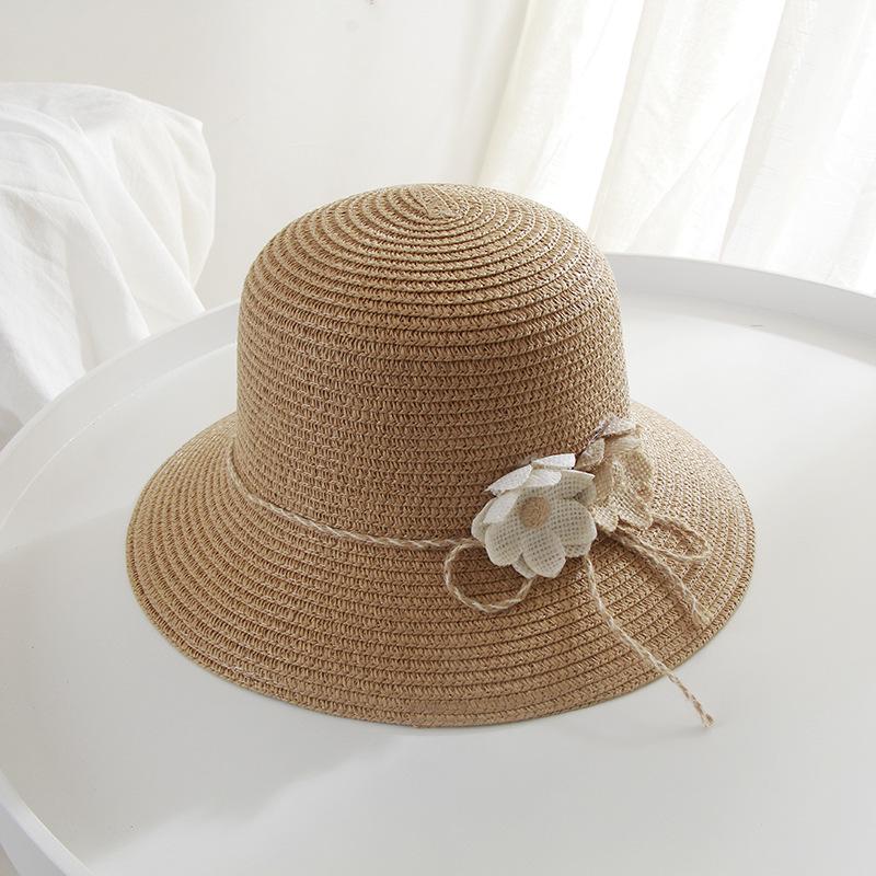 

Style Versatile Hat Straw Woven Sweet Flowers Womens Sunshade Hatscaps хакі