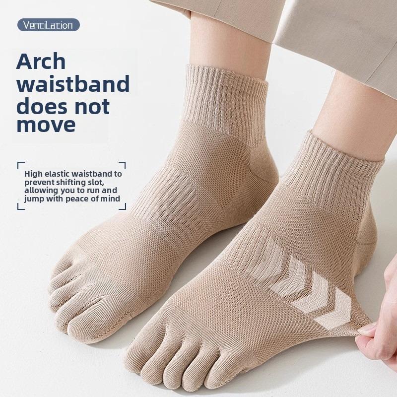 Men's Autumn and Winter Style Pure Cotton Deodorant Breathable Sports Cylinder Five Finger Socks