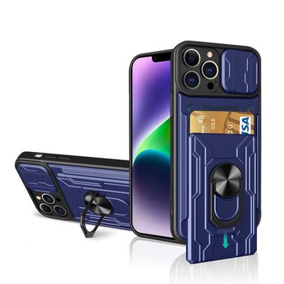 Pouzdro pro iPhone 15 14 13 12 11 Pro Max XR XS 8 7 Plus SE Posuvný kryt fotoaparátu Slot na karty Vojenský stupeň Kroužek 360 Magnetický zadní kryt