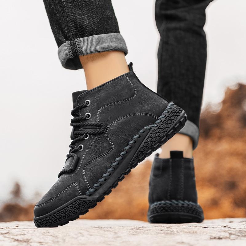 2024 New Autumn Winter High Quality Men Flat Designer Shoes Handmade Casual Leather Ankle Boots Tooling Desert Motorcycle Boots