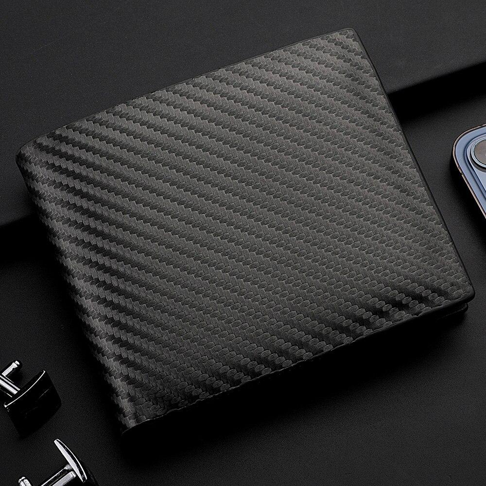 New Carbon Fiber Short Wallet Men's Card Bag Integrated Zipper Change Bag Holder